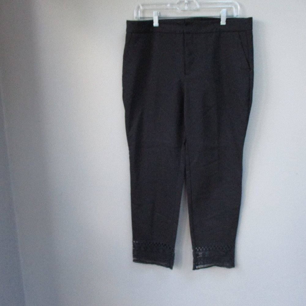 Womens Zara Basic Black Dress Pants With Lace Trim Size Large